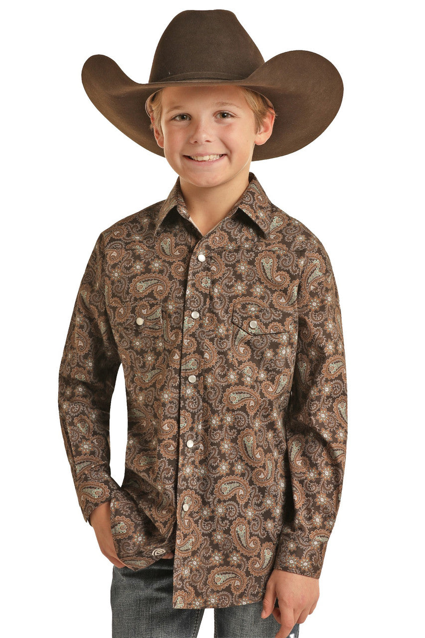 Boys' Paisley Print Snap Shirt