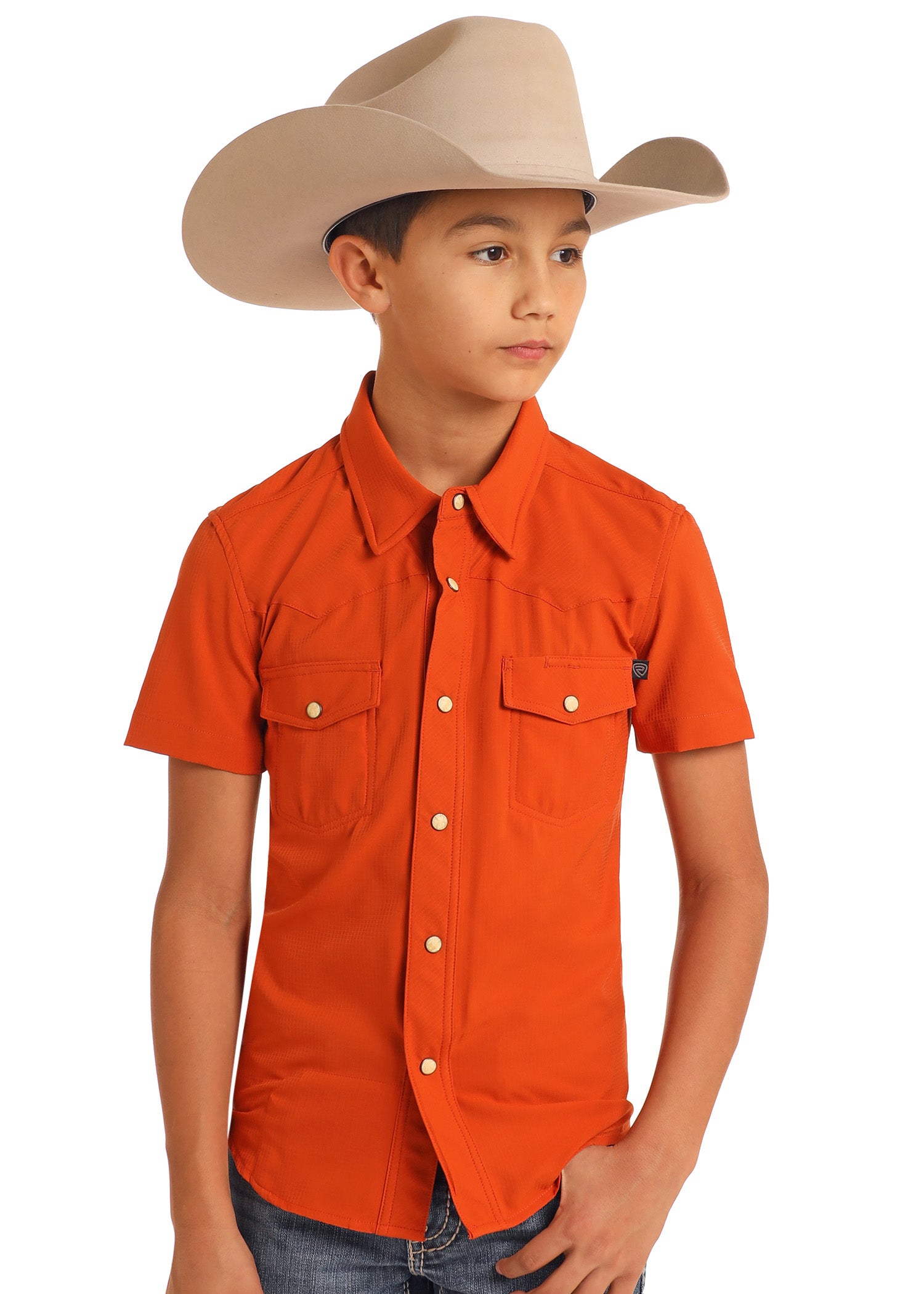 Boys' TEK Western Burnt Orange Short Sleeve Shirt Boys' TEK Western Burnt Orange Short Sleeve Shirt