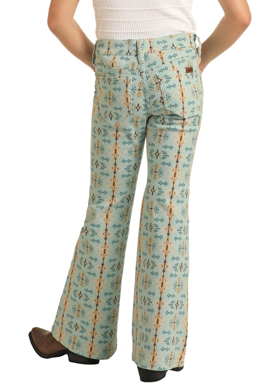 Girls' Aztec Print Flare Jeans