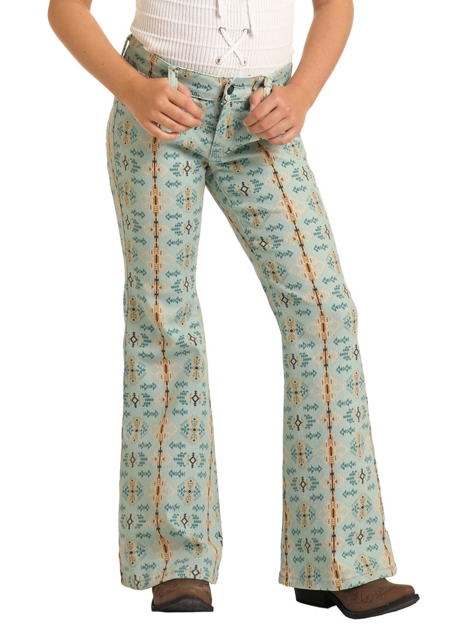 Girls' Aztec Print Flare Jeans