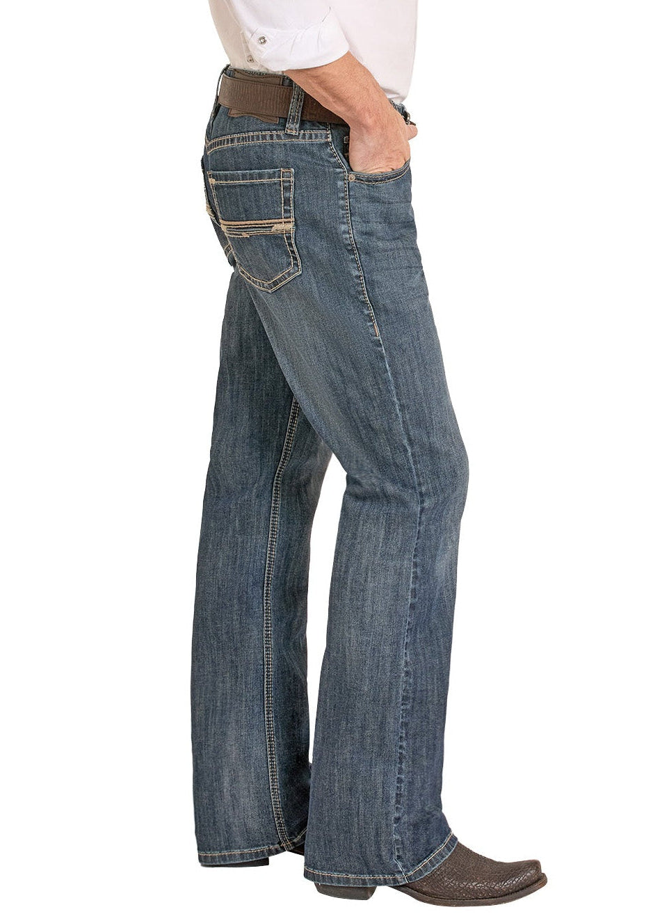 Man wearing a white shirt, blue jeans, and a beige cowboy hat on a white background