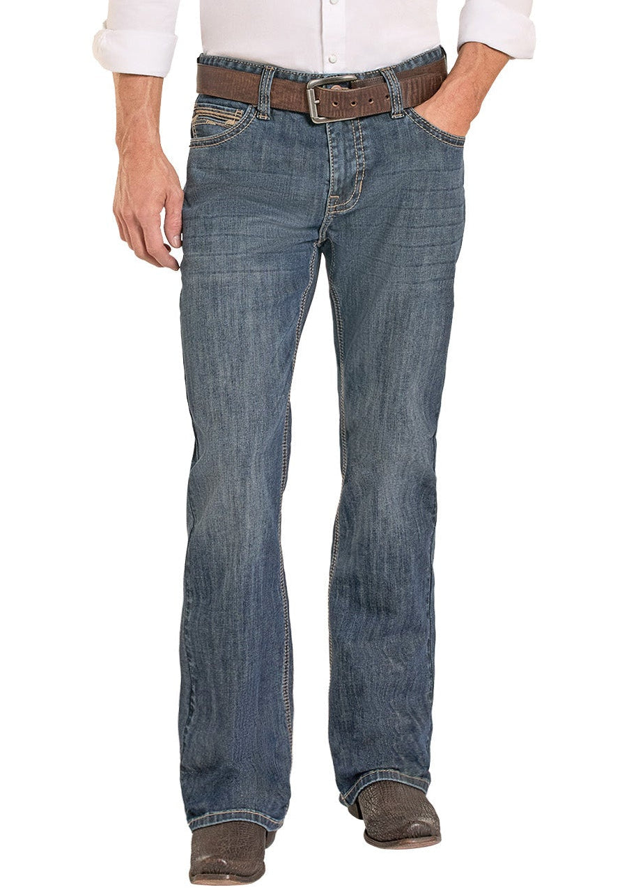 Man wearing a white shirt, blue jeans, and a cowboy hat on a white background