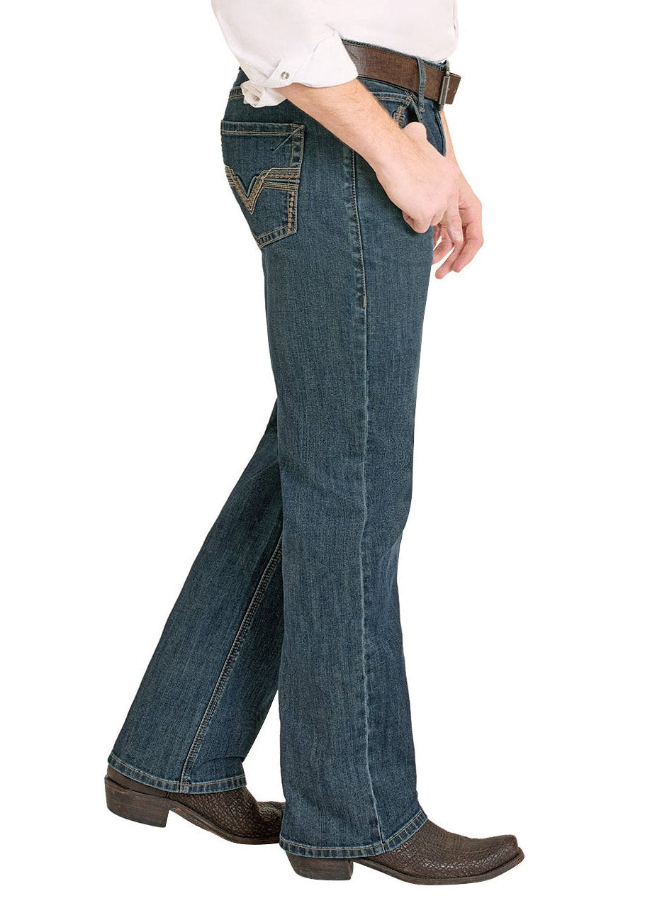 Man wearing a white shirt, blue jeans, and a beige cowboy hat on a white background