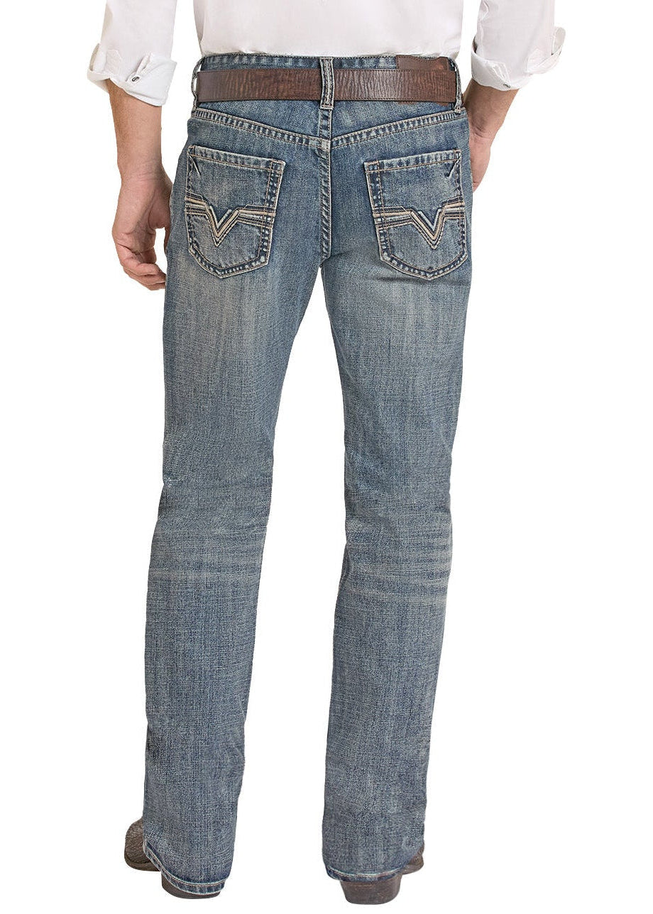 Men's Relaxed Fit Raised Stitch Pocket Straight Leg Jeans