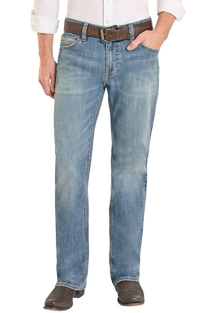 Man wearing a white shirt, blue jeans, and a cowboy hat on a white background