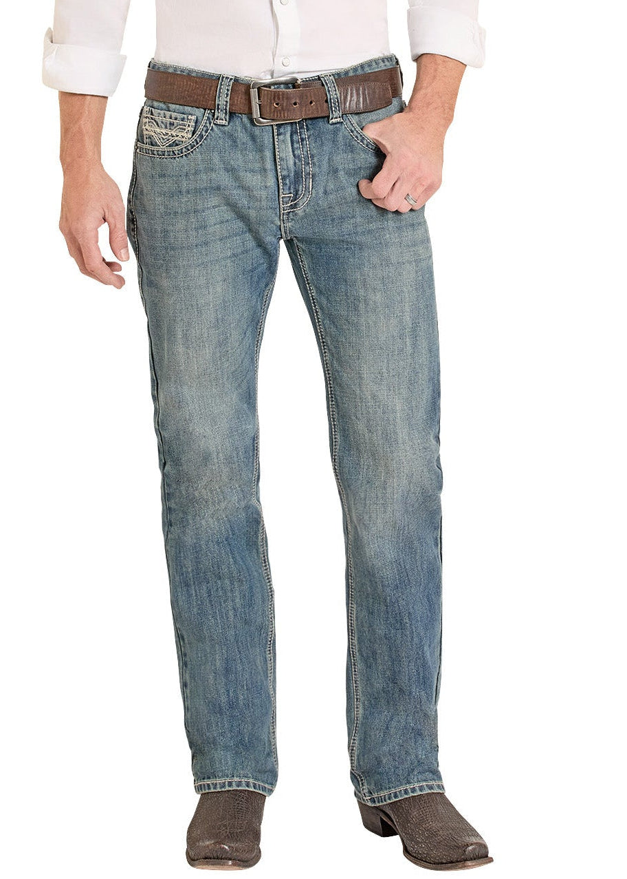 Man wearing a white shirt, blue jeans, and a cowboy hat on a white background