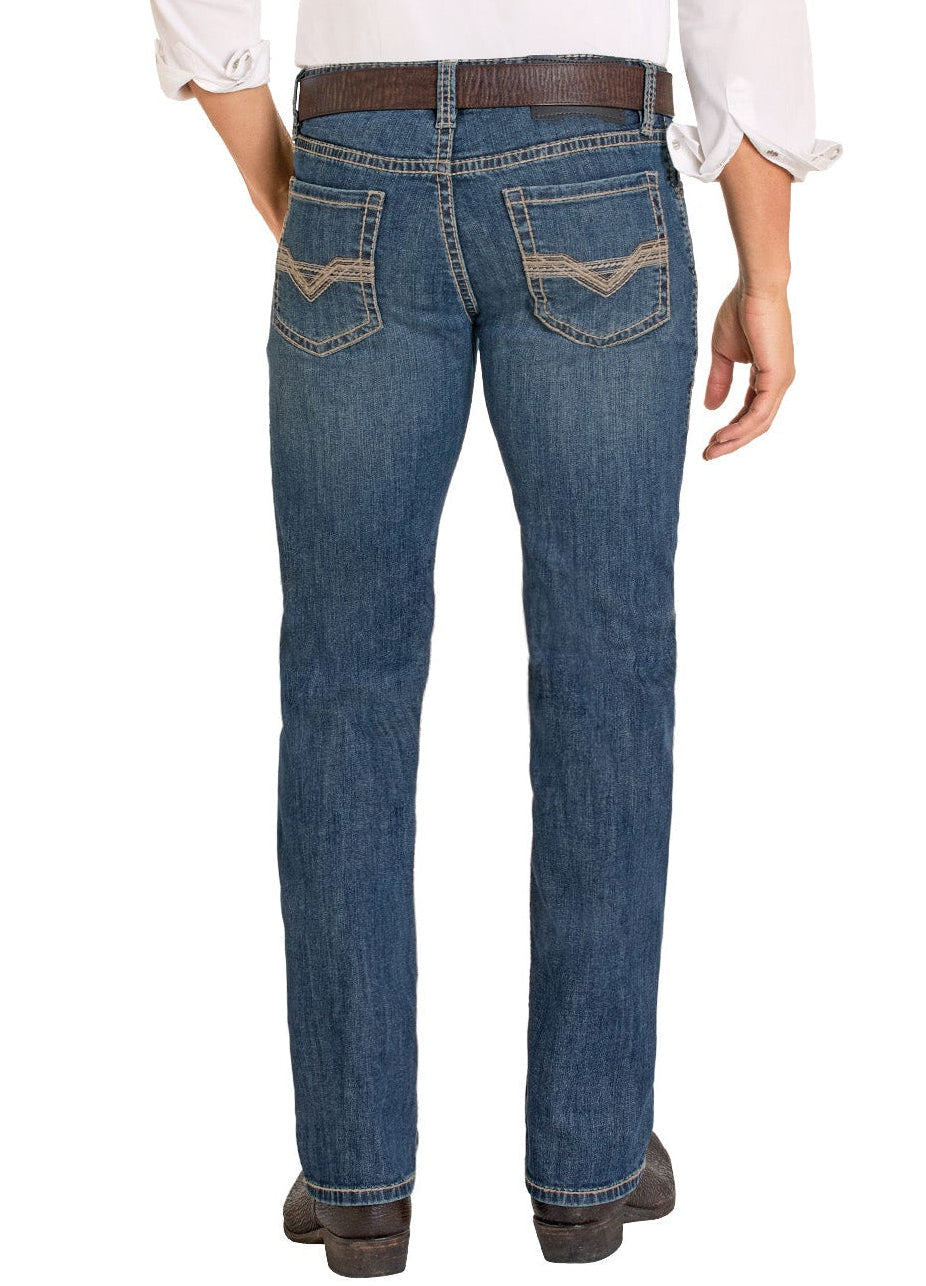 Person wearing blue jeans and a white shirt on a white background