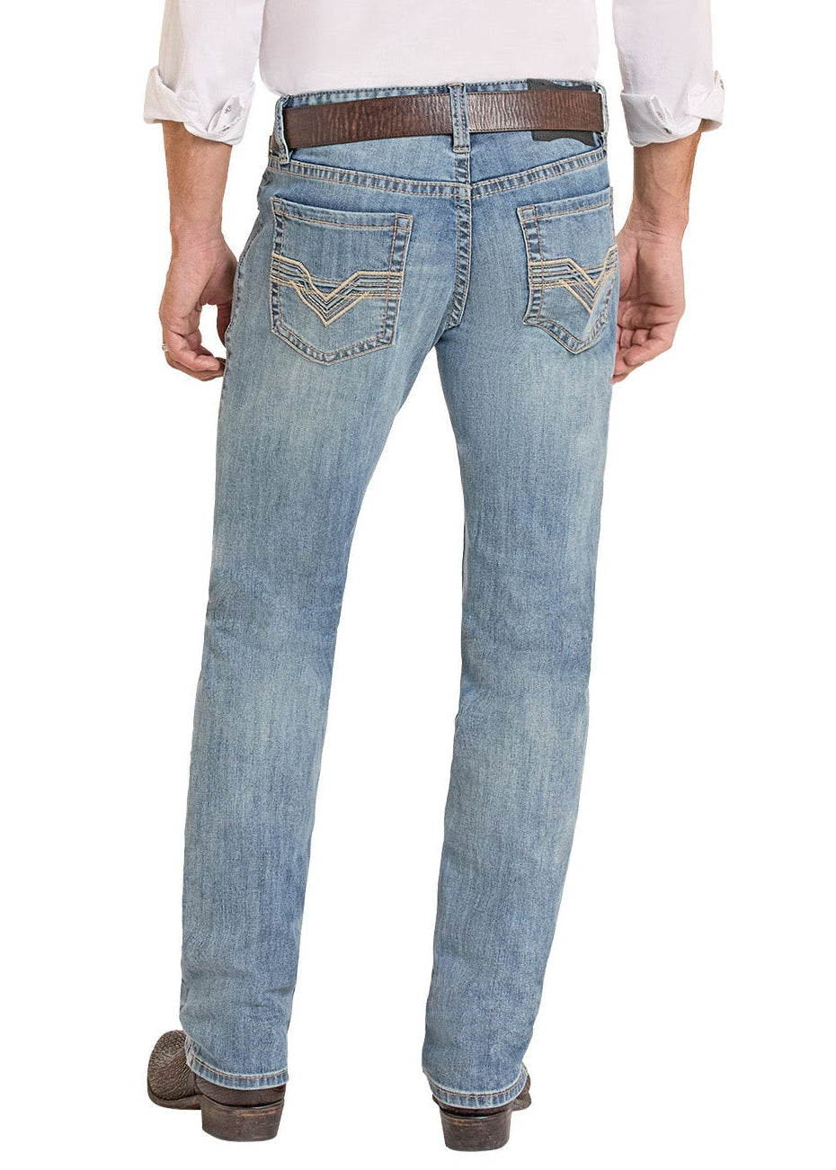 Man wearing a white shirt, light blue jeans, and a cowboy hat on a white background