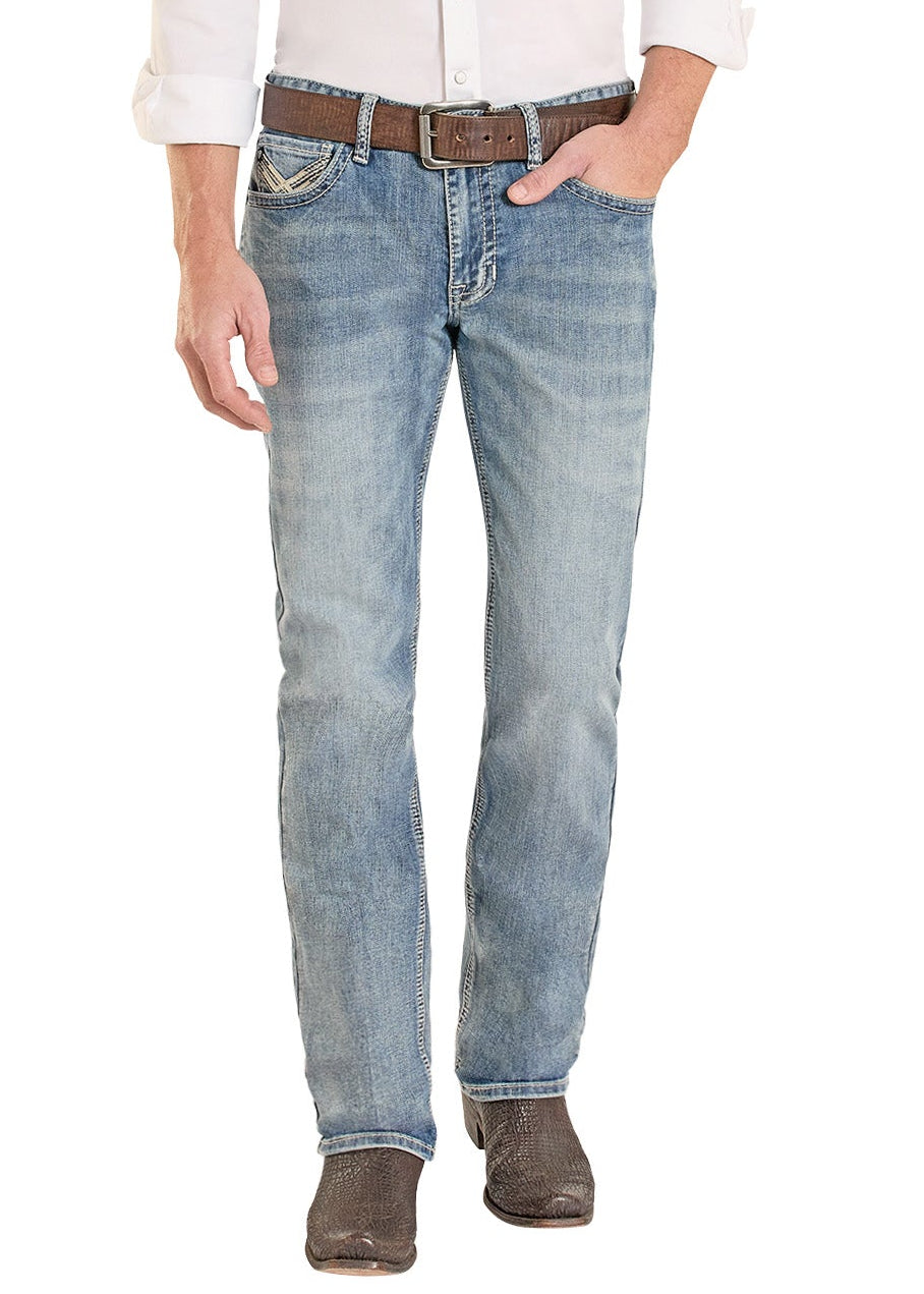 Man wearing a white shirt, blue jeans, and a cowboy hat on a white background