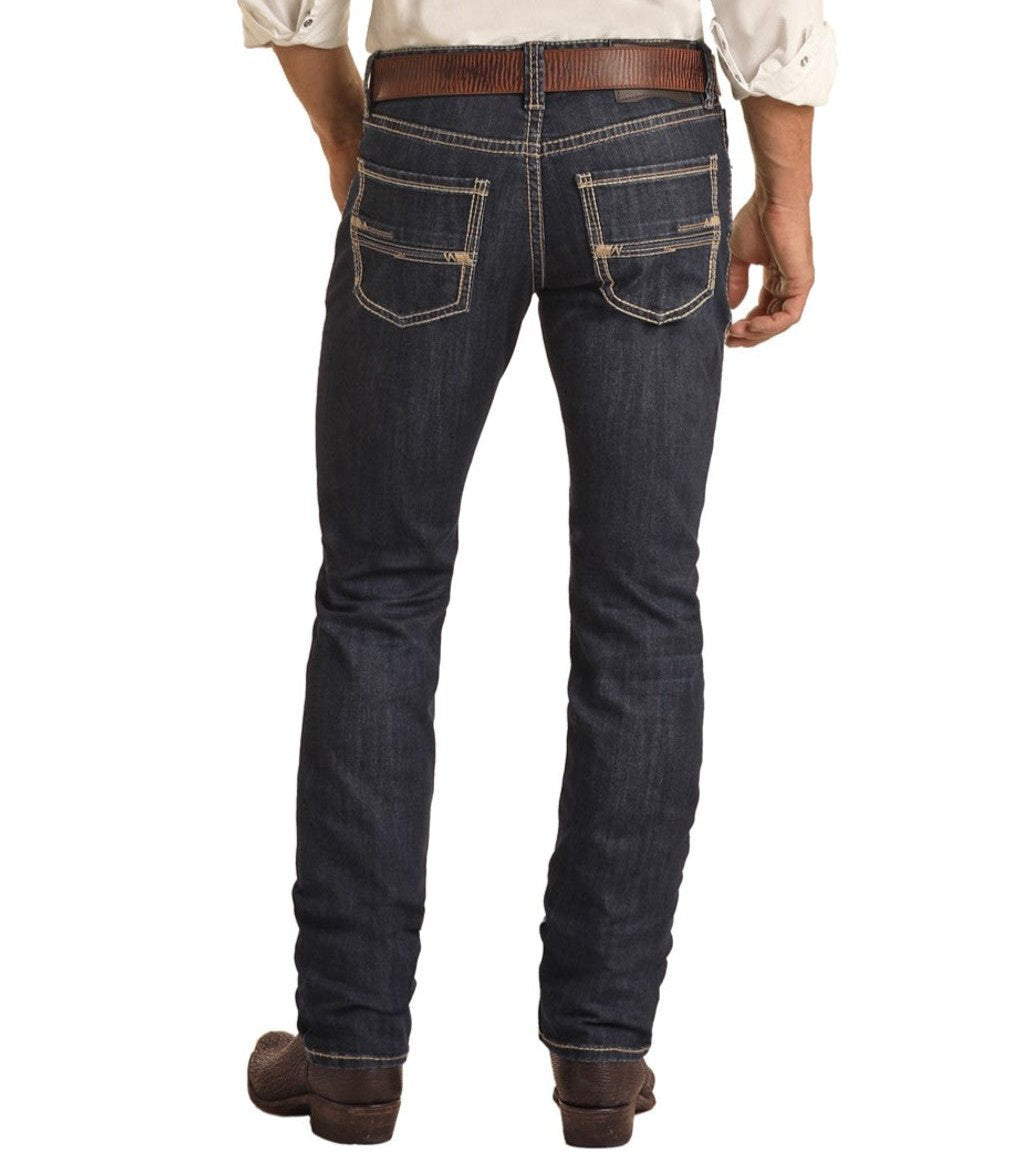 Skinny Fit Dark Wash Straight Leg Jeans