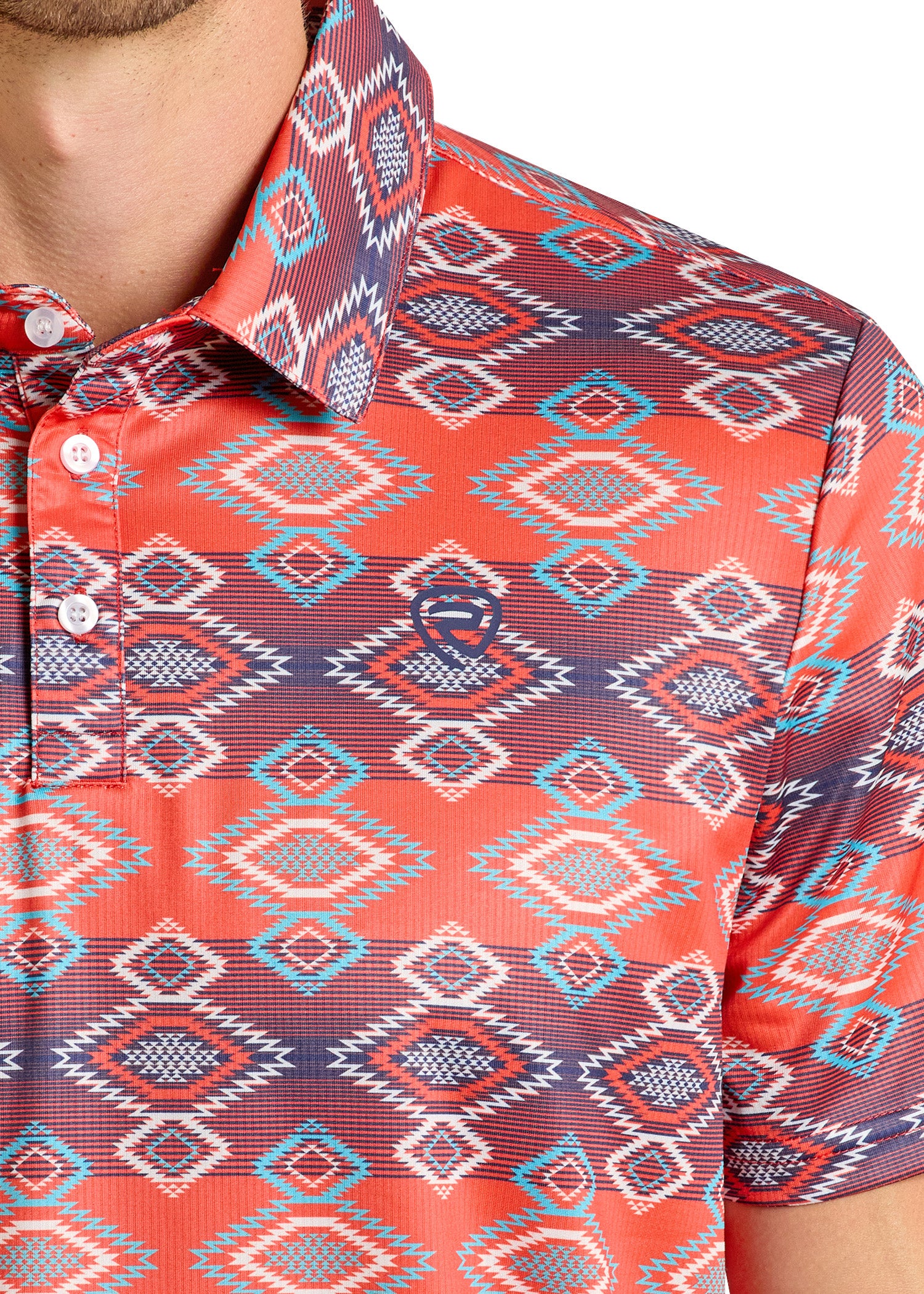 Men's Aztec Vertical Striped Red Polo | Rock & Roll Denim