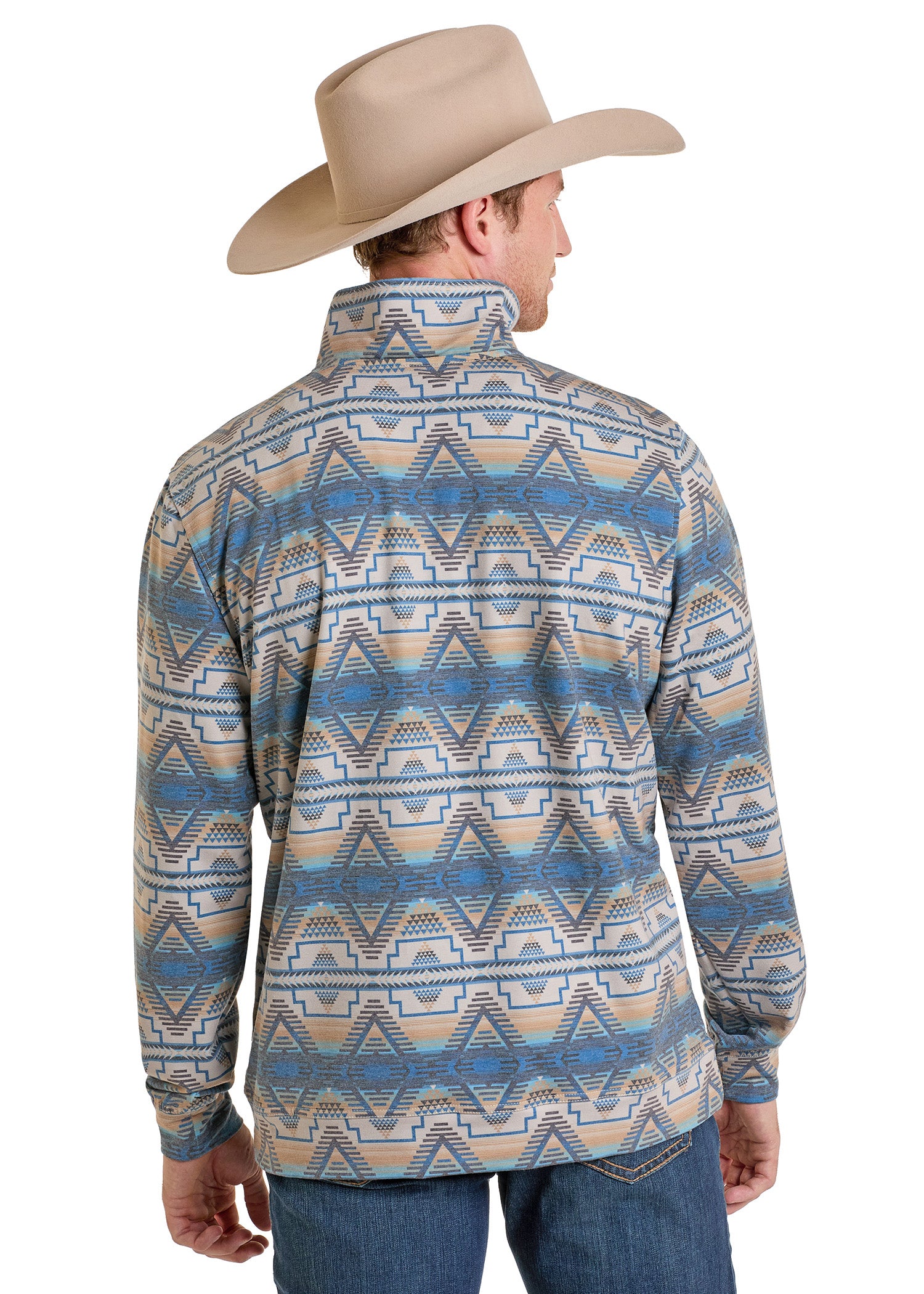 Men's Navy Aztec Performance Pullover | Rock & Roll Denim