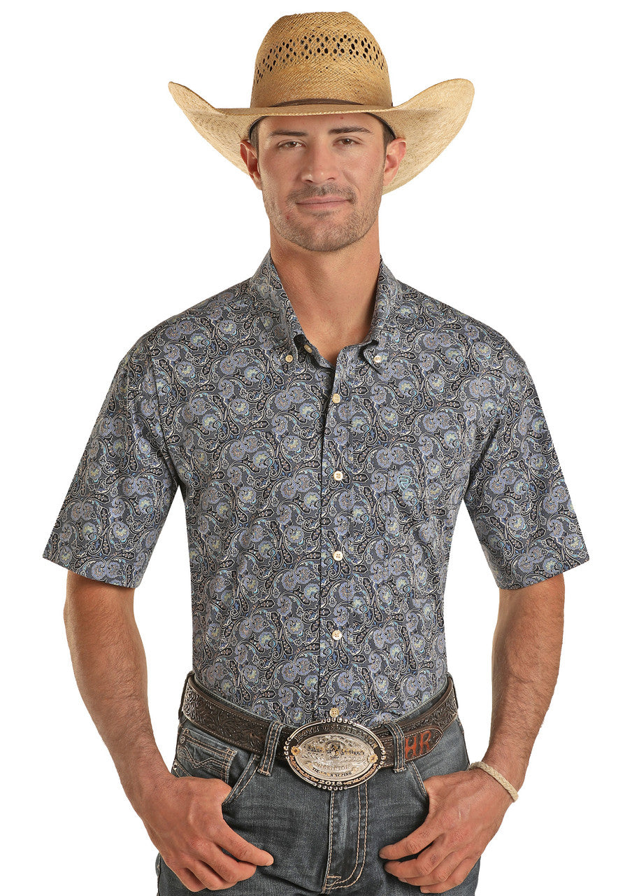 Paisley Print Short Sleeve Button Shirt