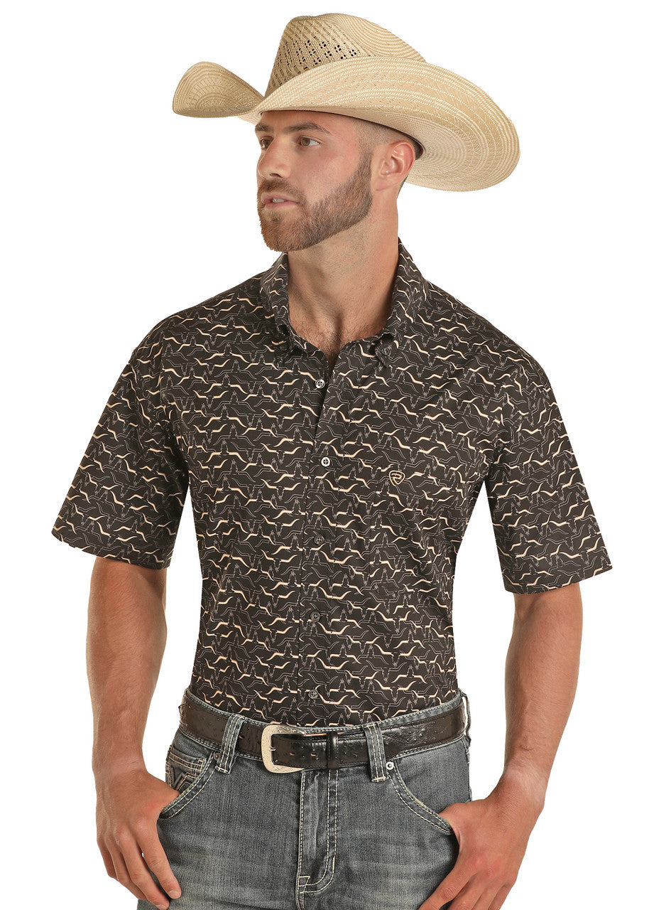 Longhorn Short Sleeve Button Shirt