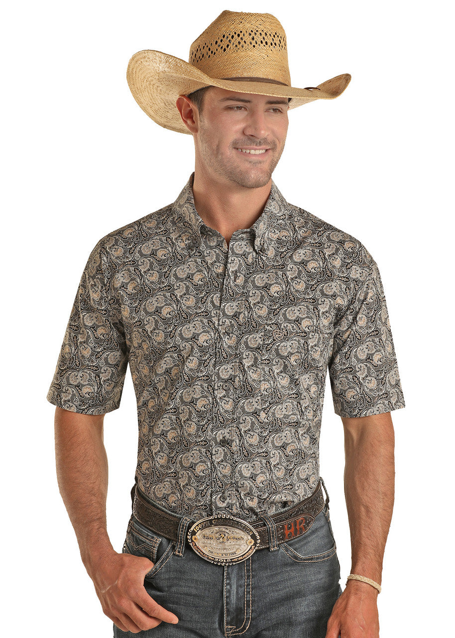 Paisley Short Sleeve Button Up Shirt