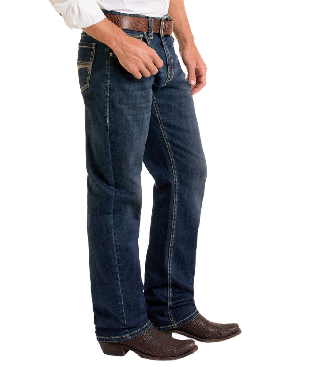 Men's High Rise Relaxed Fit Stackable Bootcut Jeans Rock Roll