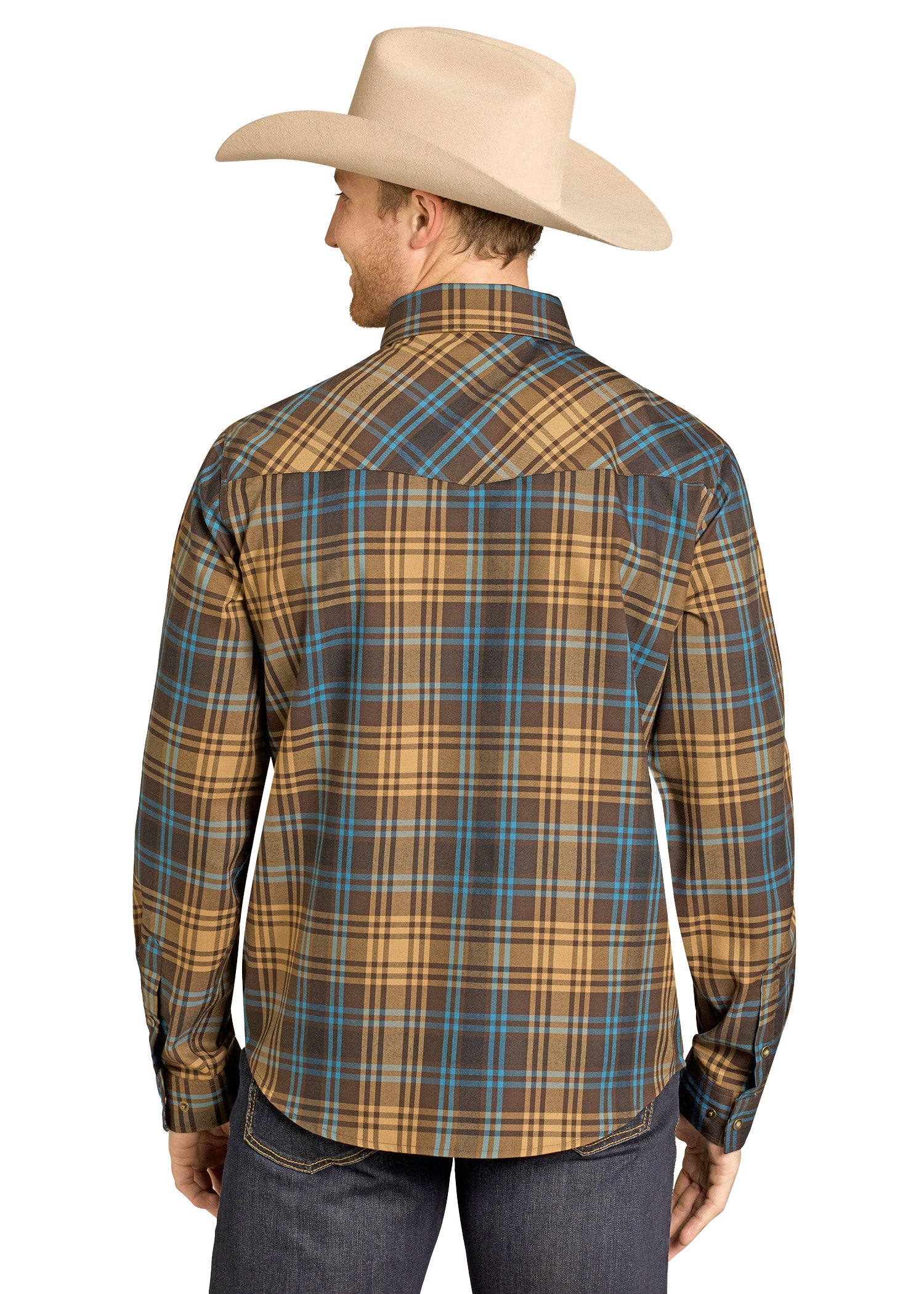 完売品！WESTERN FLANNEL SHIRT Mサイズ Men's TEK Western Brown Plaid Flannel Long Sleeve Shirt | Rock