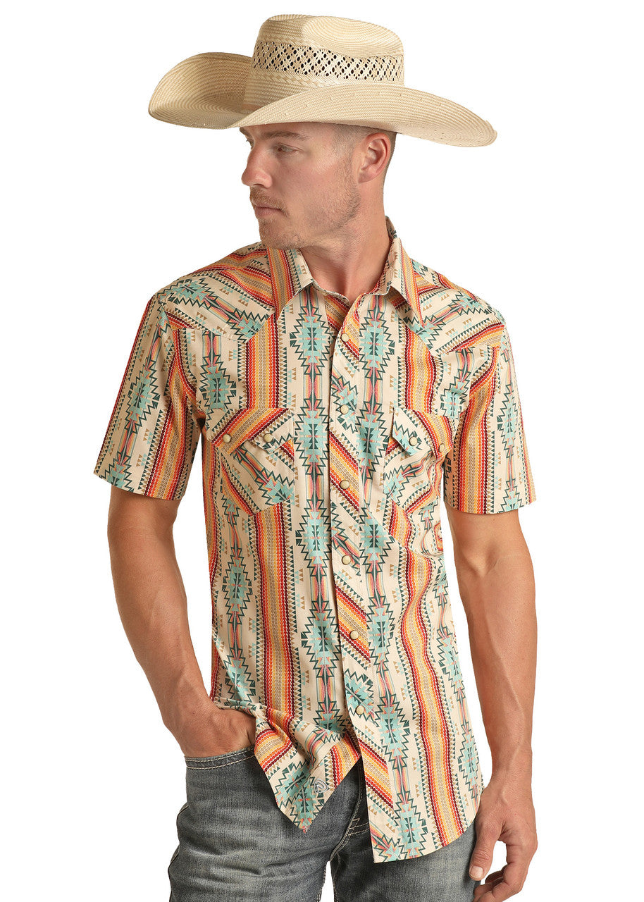 Aztec Short Sleeve Western Snap Shirt