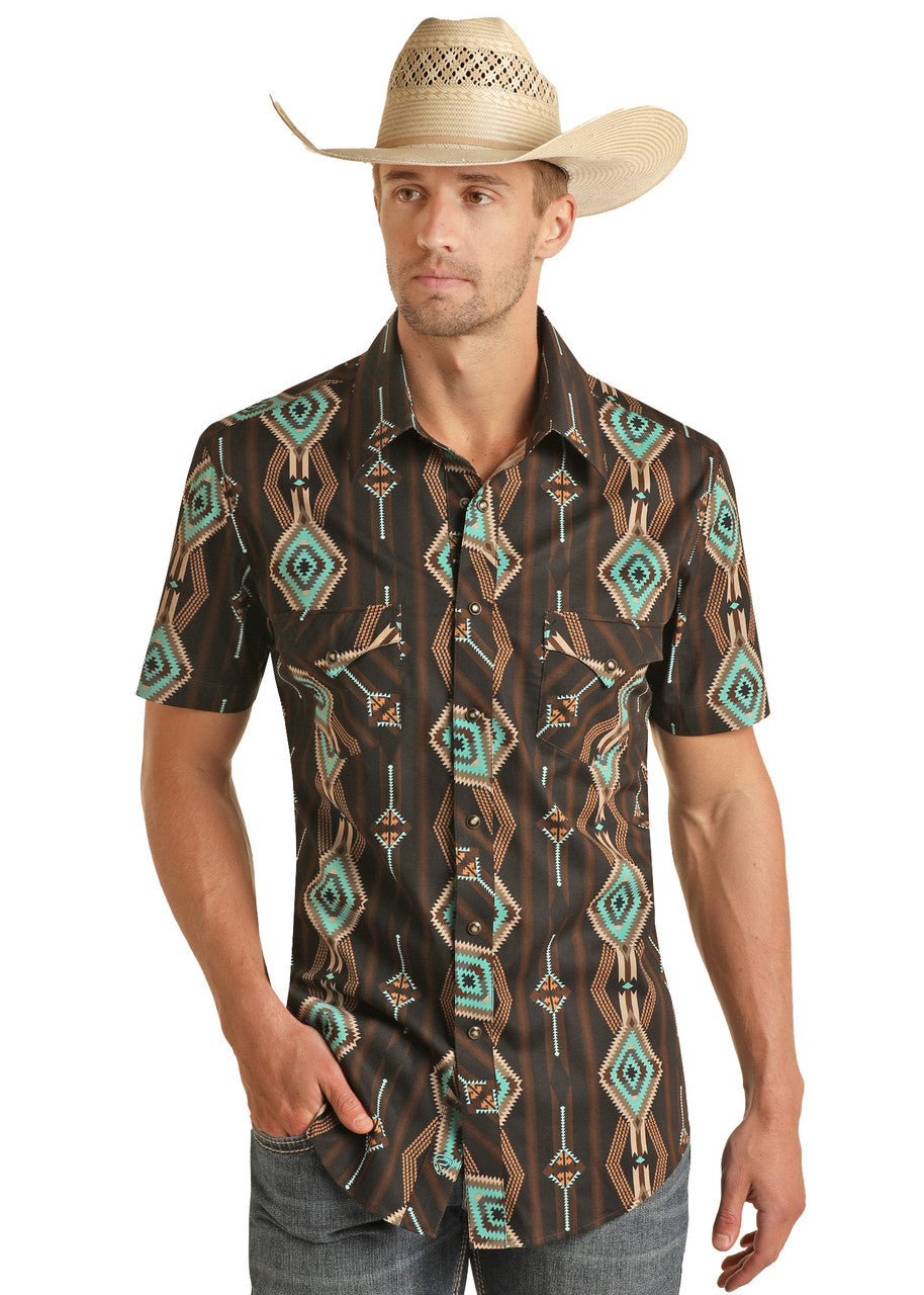 Aztec Short Sleeve Snap Shirt