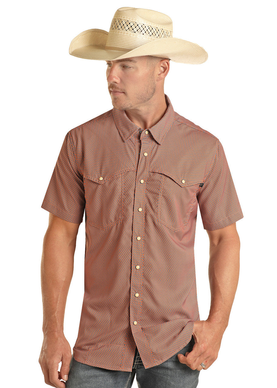 TEK Western Horseshoe Short Sleeve Snap Shirt