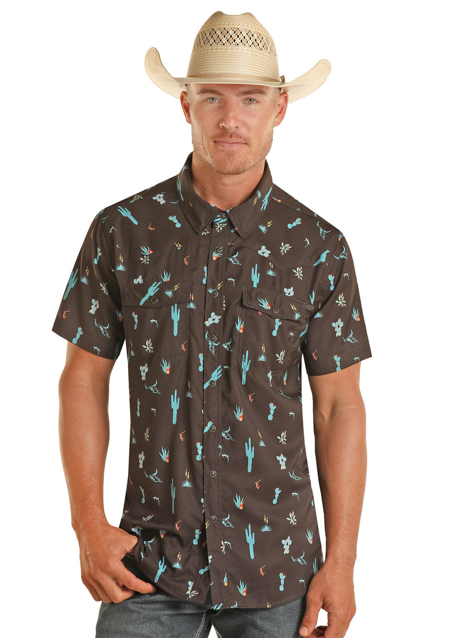 TEK Western Cactus Short Sleeve Snap Shirt