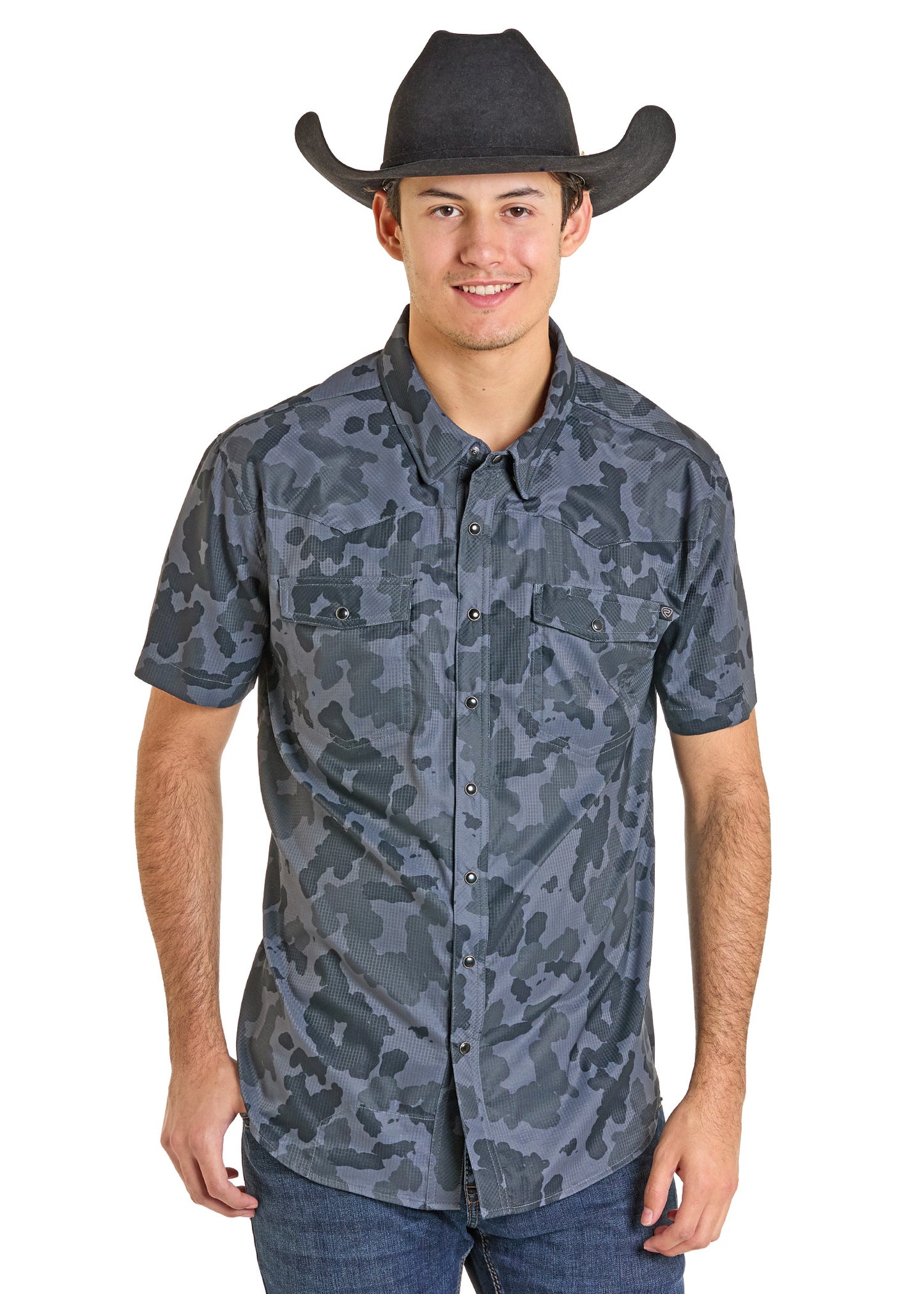 Men's TEK Western Black Camo Short Sleeve Shirt Men's TEK Western Black Camo Short Sleeve Shirt