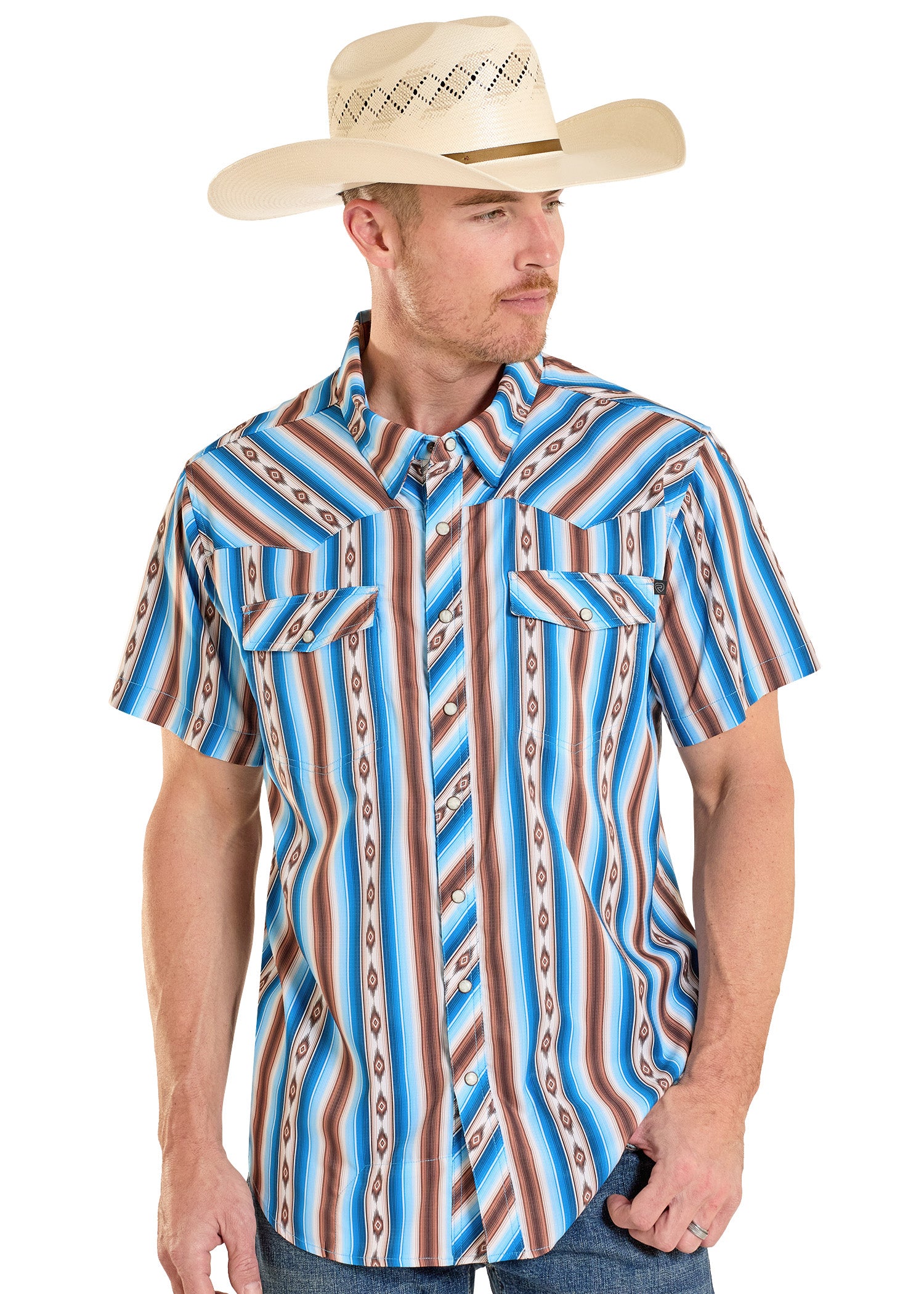 Chemise Western Rock And Roll Denim Garçon M - Azteque Cowboy Rodeo - Boutons Pression