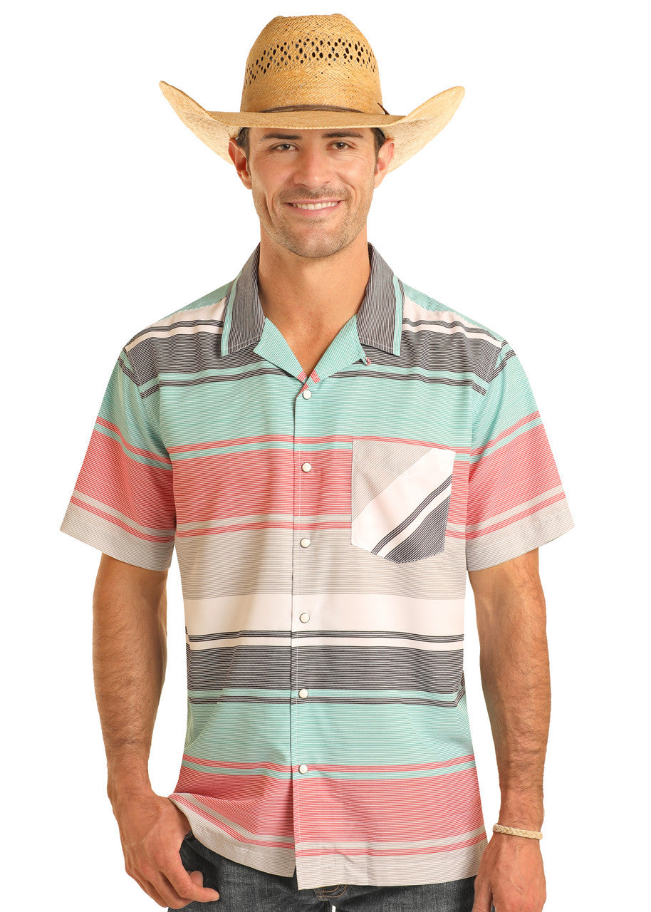 TEK Western Stripe Short Sleeve Snap Shirt