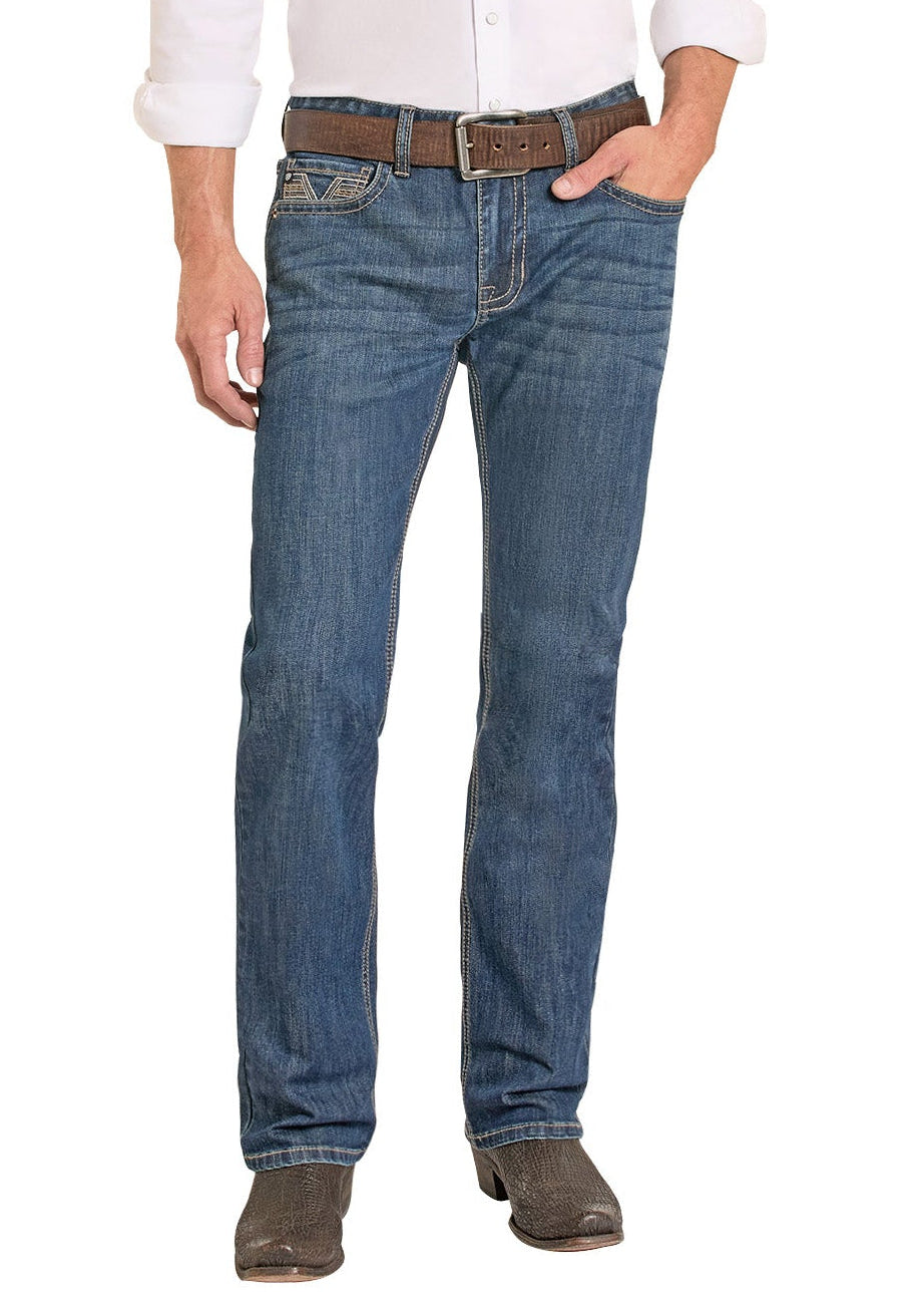 Man wearing a white shirt, blue jeans, and a cowboy hat on a white background