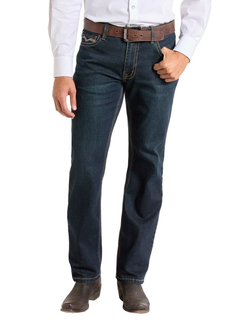 Man wearing a white shirt, blue jeans, and a cowboy hat on a white background