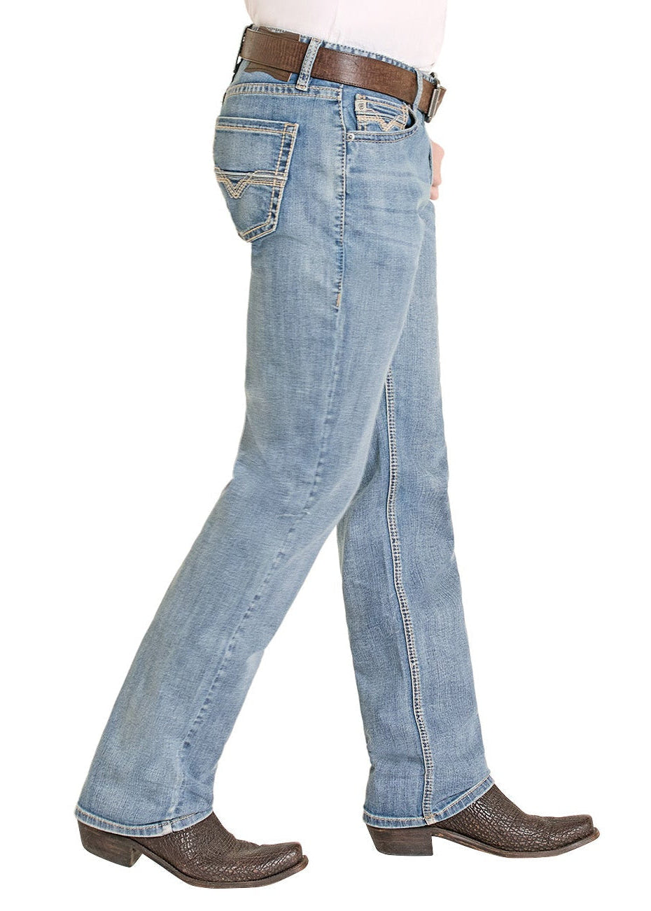 Man wearing a cowboy hat, white shirt, blue jeans, and brown boots on a white background