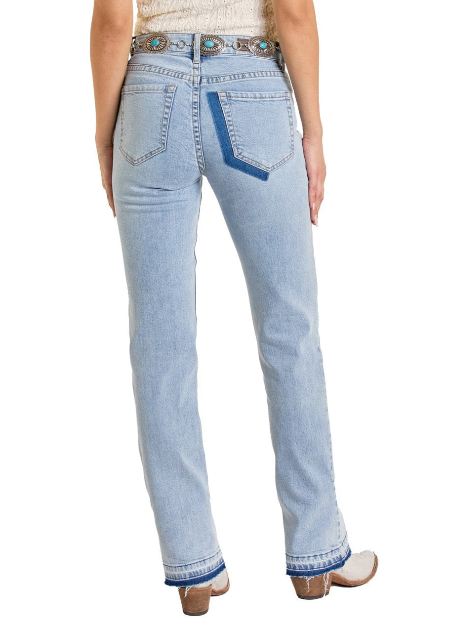 (取寄) ブーツカット ジーンズ - ミッド ライズ Rock & Roll Denim Modest Bootcut Jeans - Mid Rise  Dark Wash Women's Mid Rise Distressed Modest Bootcut Jeans | Rock & Roll Denim