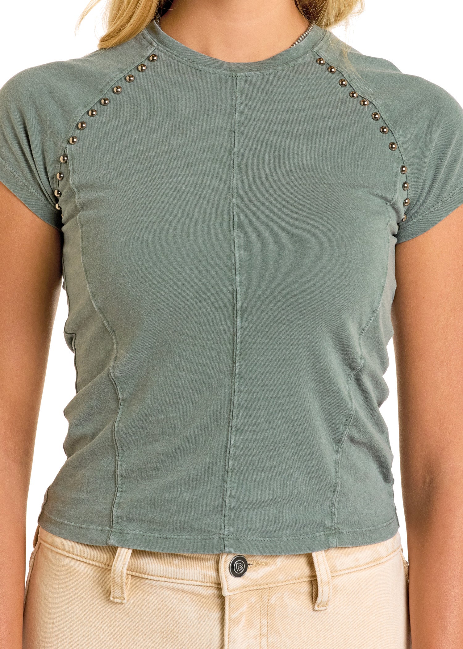 トップス Hikaru Women's Studded Seam T-Shirt | Rock & Roll Denim