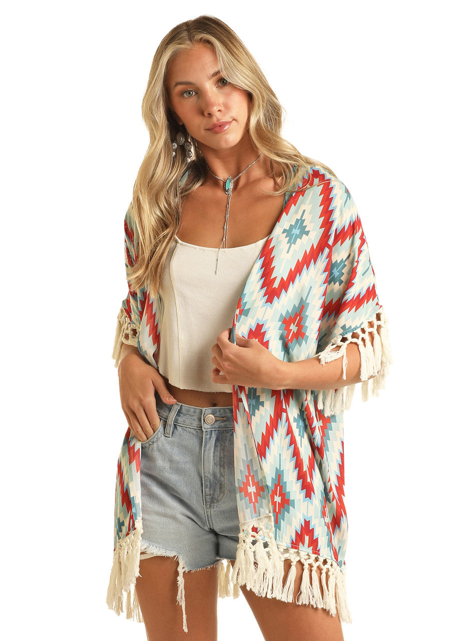 Aztec Fringe Kimono