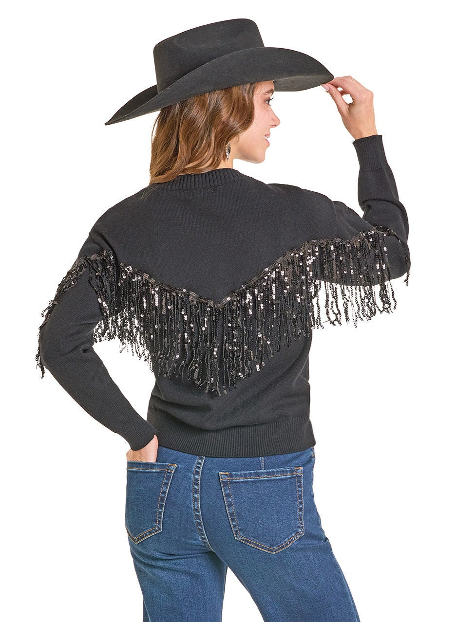 Women's Sequin Fringe Sweater | Rock & Roll Denim