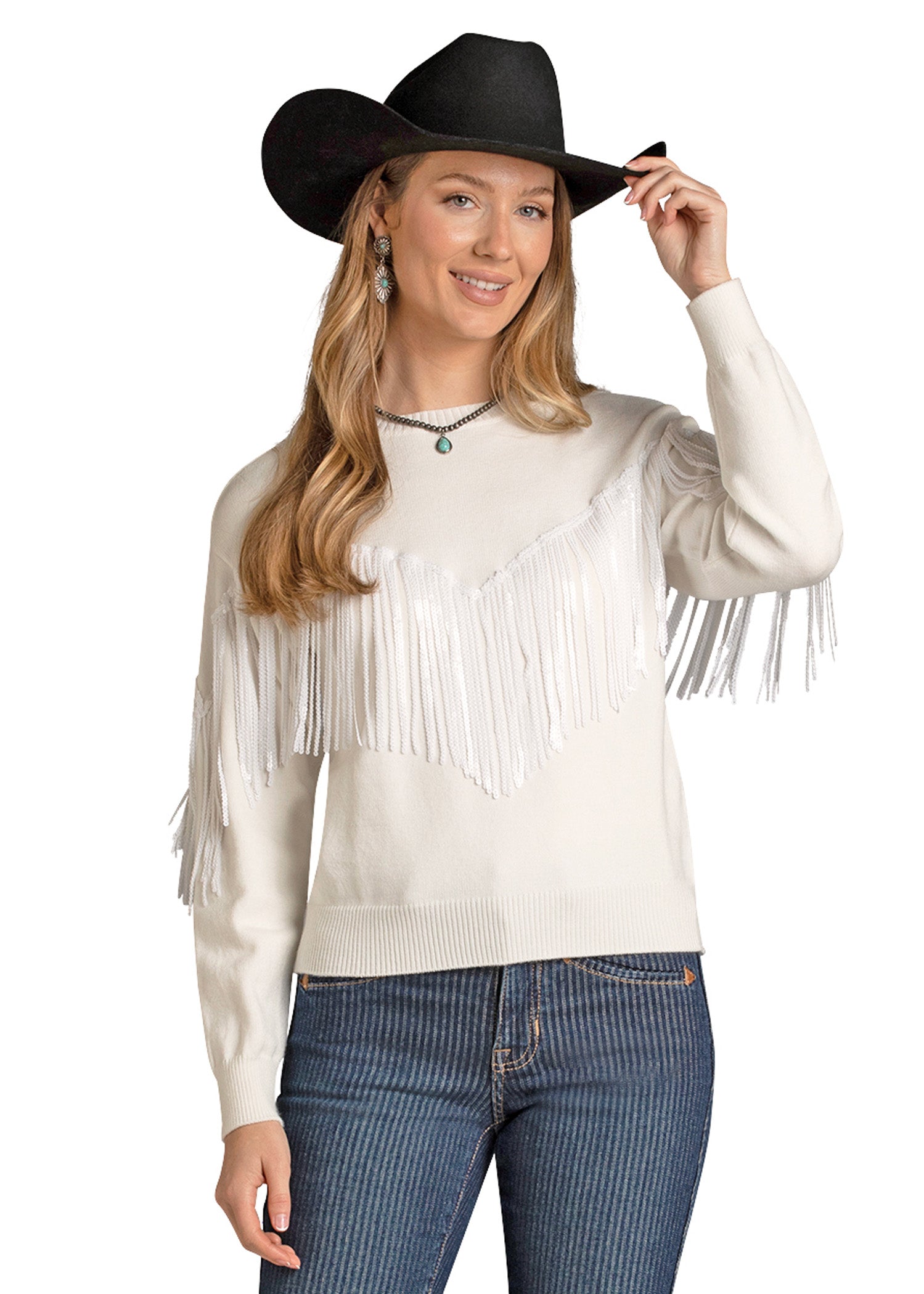 Women's Sequin Fringe Sweater | Rock & Roll Denim