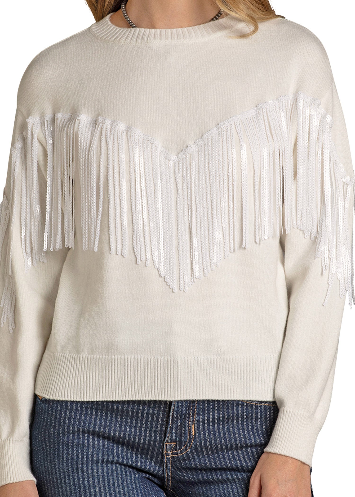 Women's Sequin Fringe Sweater | Rock & Roll Denim