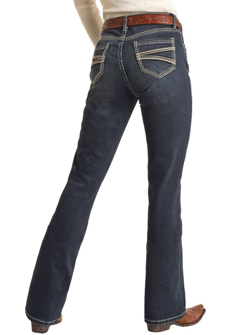 Ladder Stitch Mid Rise Bootcut Jeans