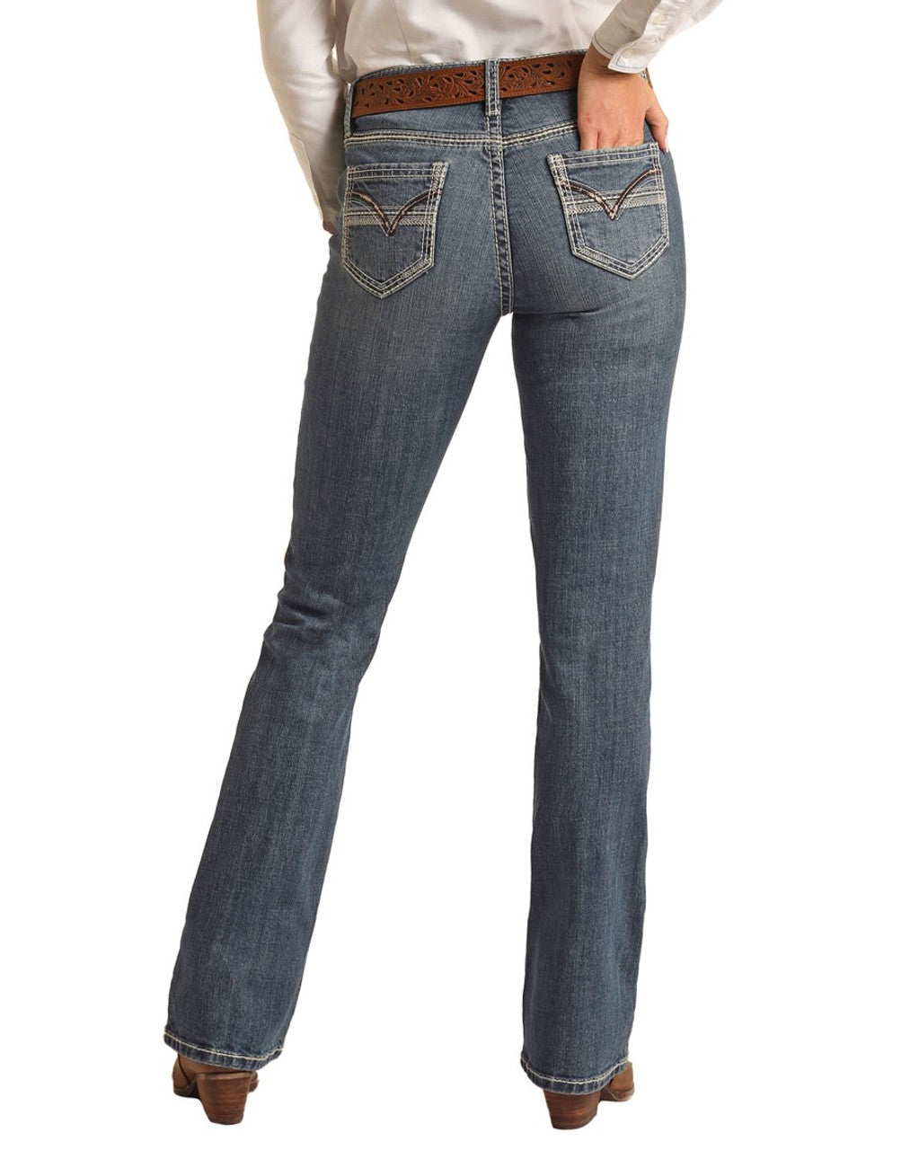 Cowhide V Mid Rise Regular Fit Riding Jeans