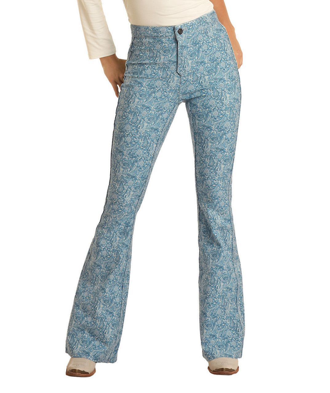 Paisley High Rise Reversible Flare Jeans