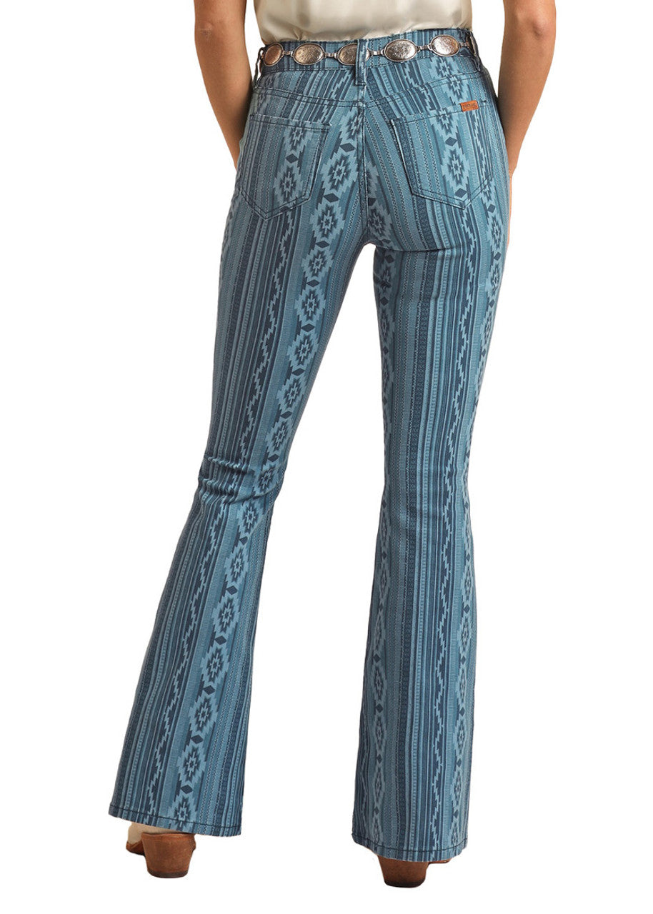 Diamonds & Stripes Aztec High Rise Flare Jeans