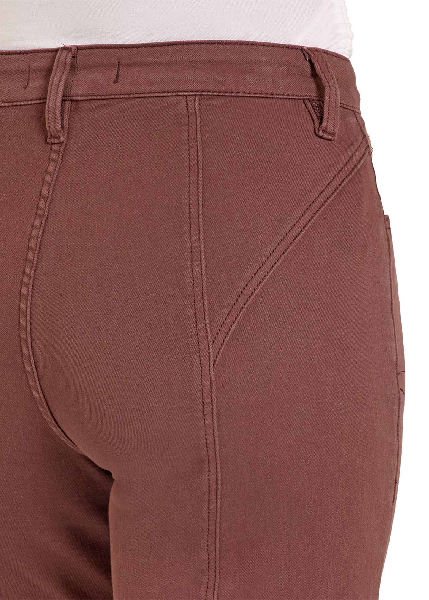 Close-up of brown pants on a white background