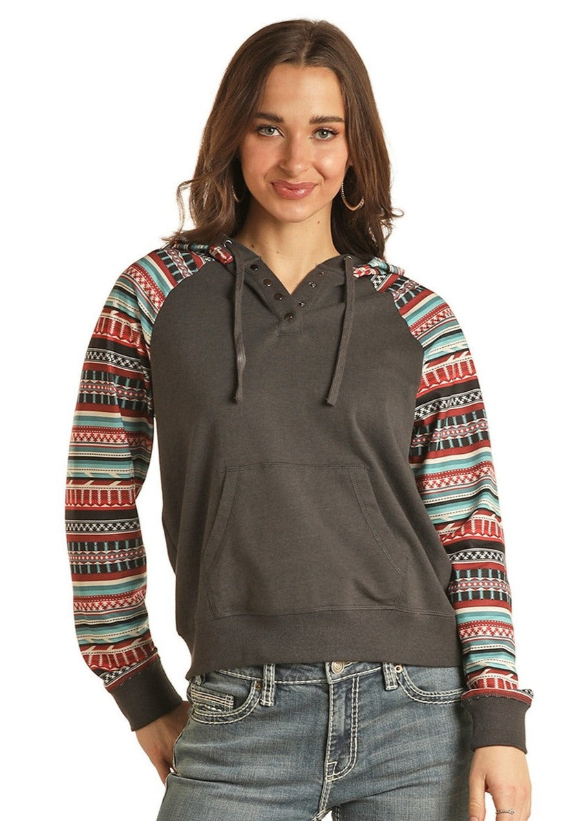 Women's Aztec Sleeve Hoodie | Rock & Roll Denim