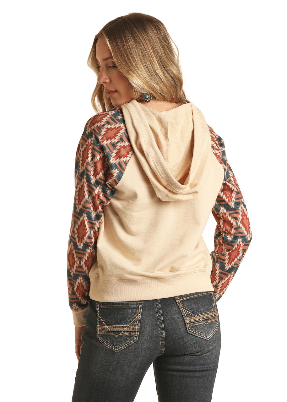 Cream Aztec Sleeve Hoodie