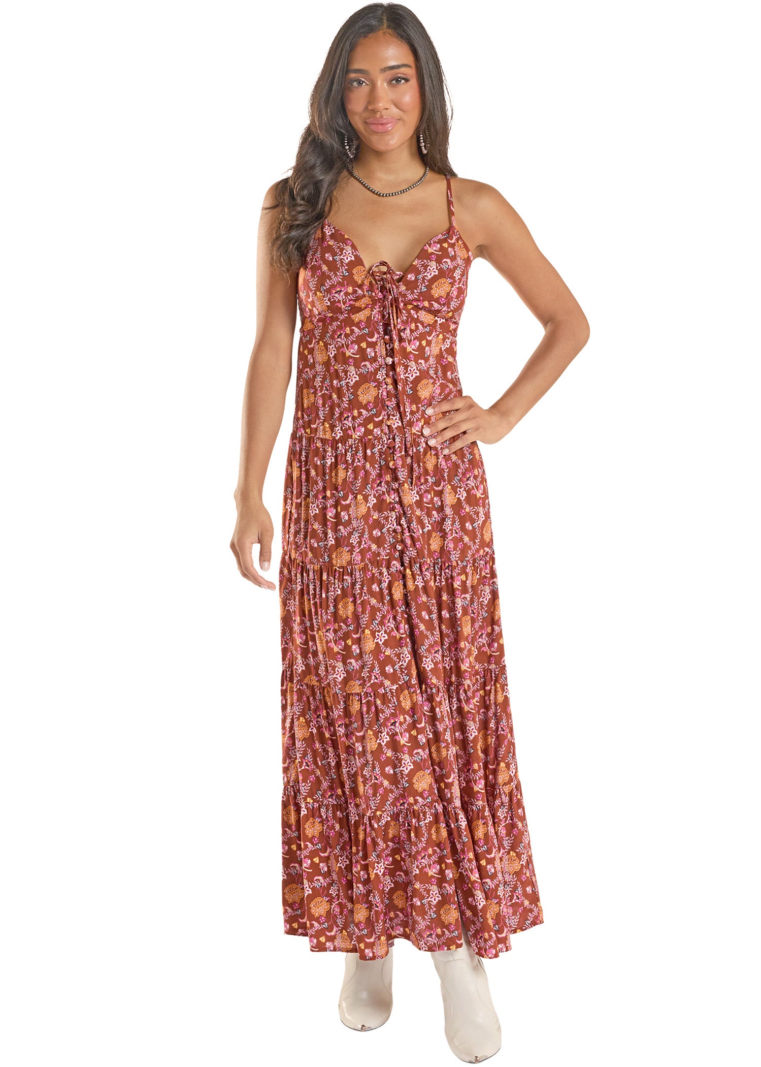 Women's Deep Floral Maxi Dress
