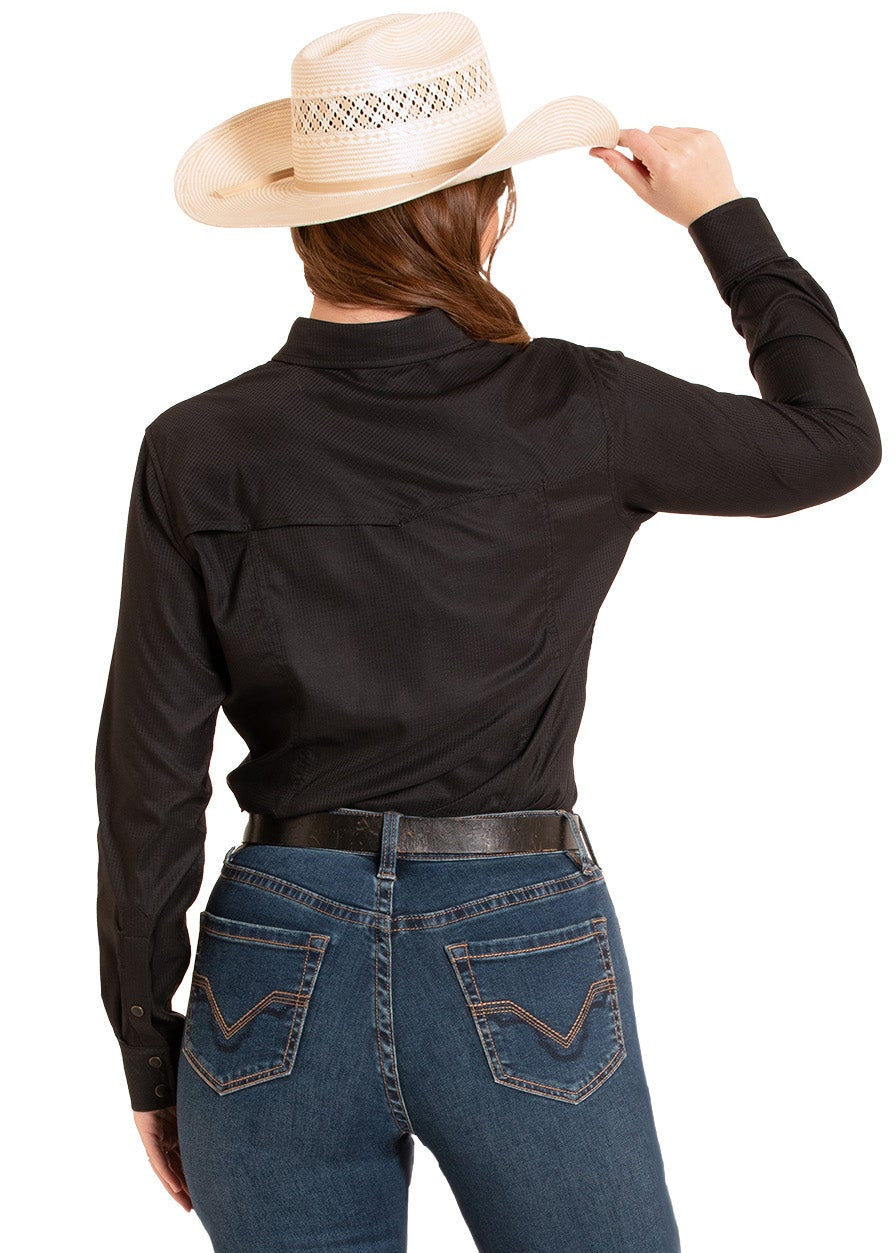 Person wearing a black shirt and blue jeans with a straw hat on a white background