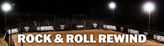 Nighttime scene at a sports venue with 'Rock & Roll Rewind' branding.